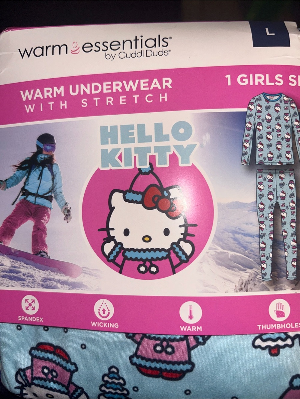 Hello Kitty Light Blue & Pink Girls Thermal Set